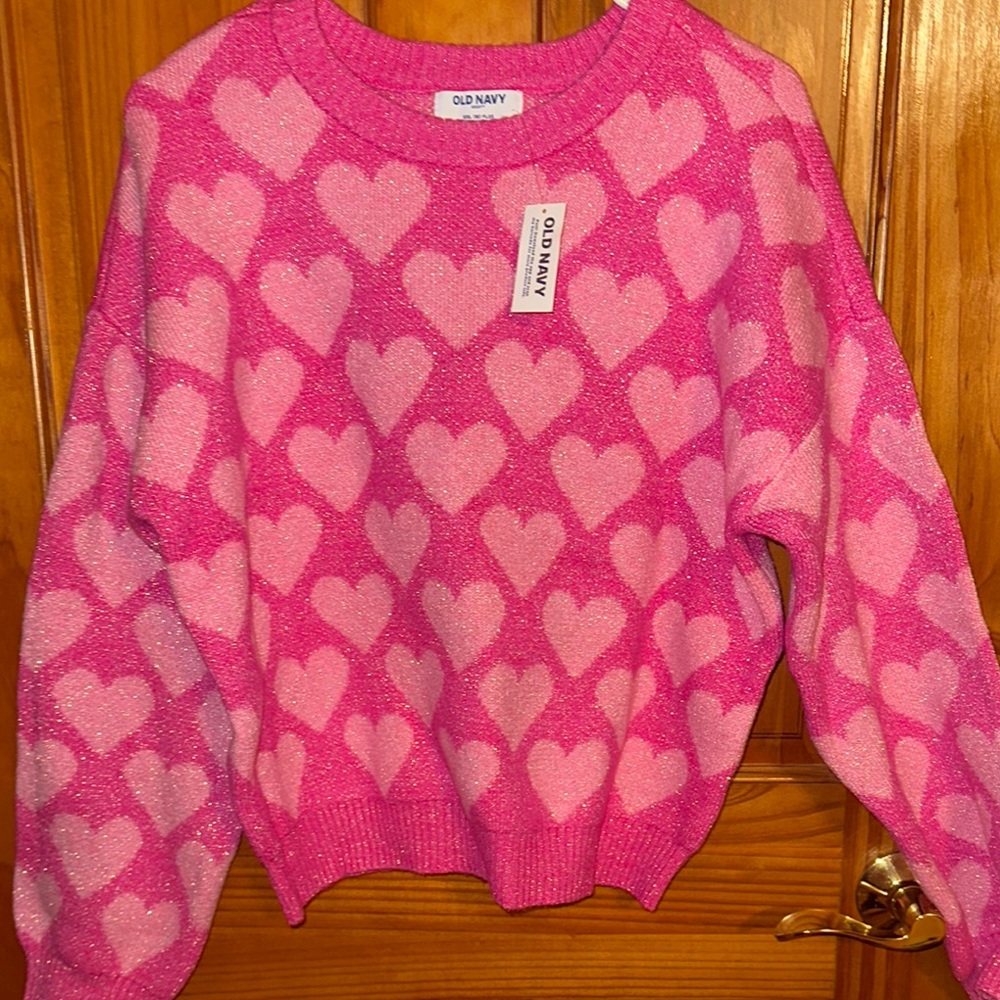 Old Navy Pink Heart Sweater